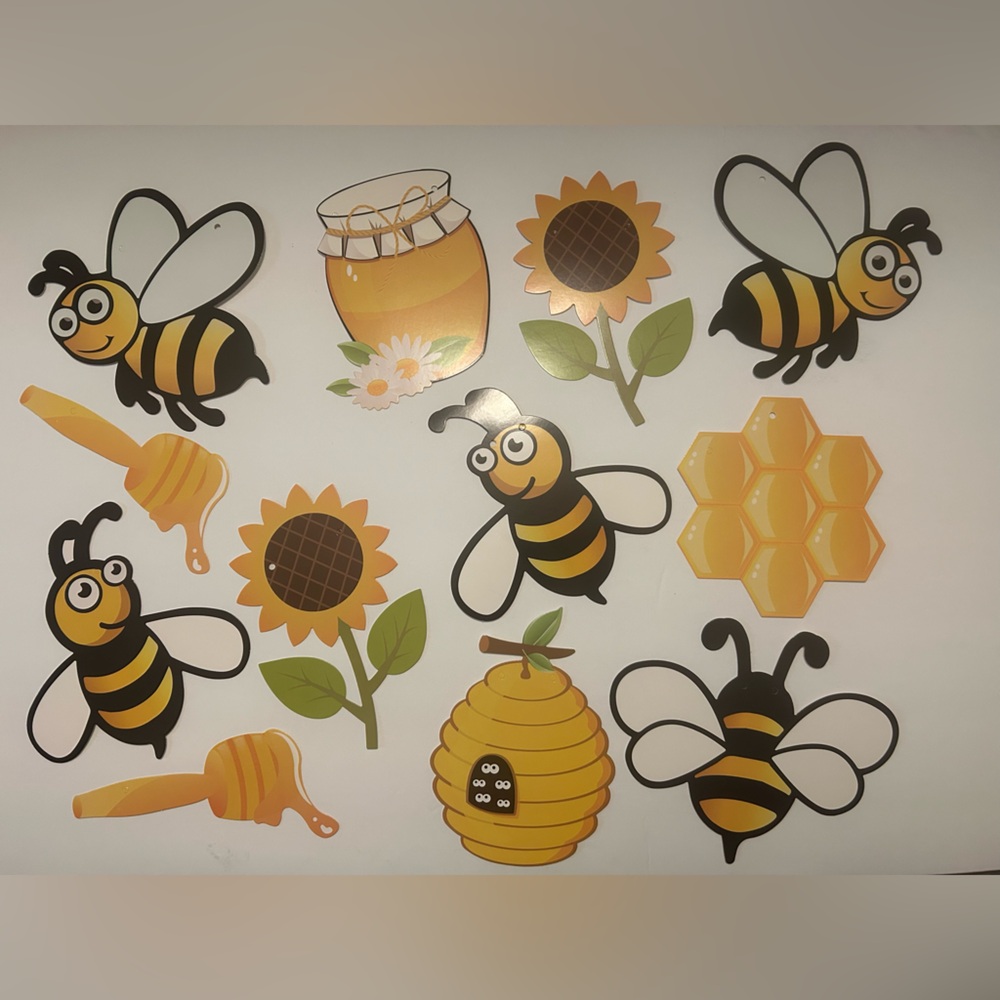Honey Bumble Bee Decorations, 12 pc cutout ,Bee Party Decorations,bulletin,board